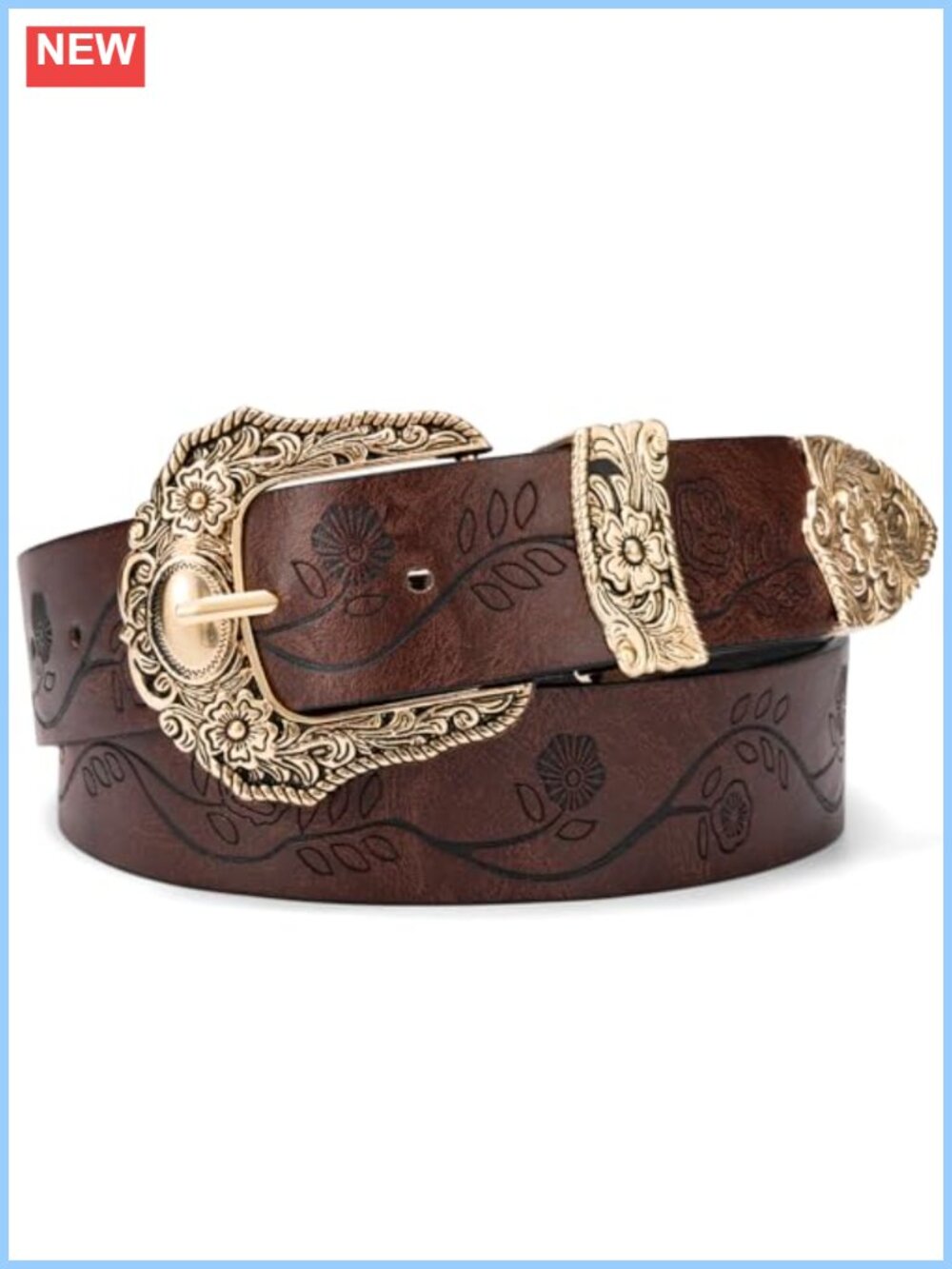 Western Cowgirl Belt Embossed Floral Buckle Adjustable Women's